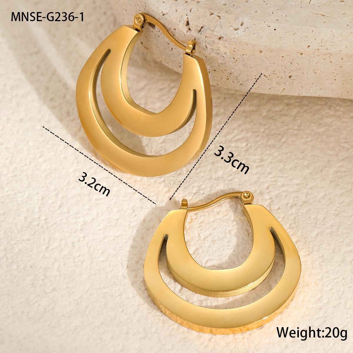 GEMCHIC Women s Geometric Double Hoop Earrings 18K Gold Plated Stainless Steel Minimalist Jewelry