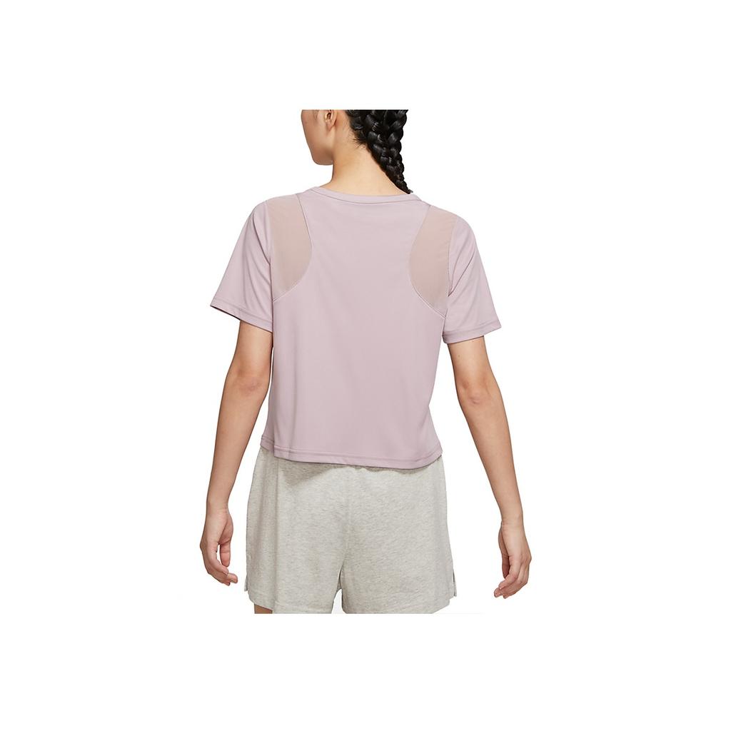 Nike Yoga Dri-Fit Mesh Breathable Sports Round Neck Short Sleeve T-Shirt Women Tops Pink DJ6572-501