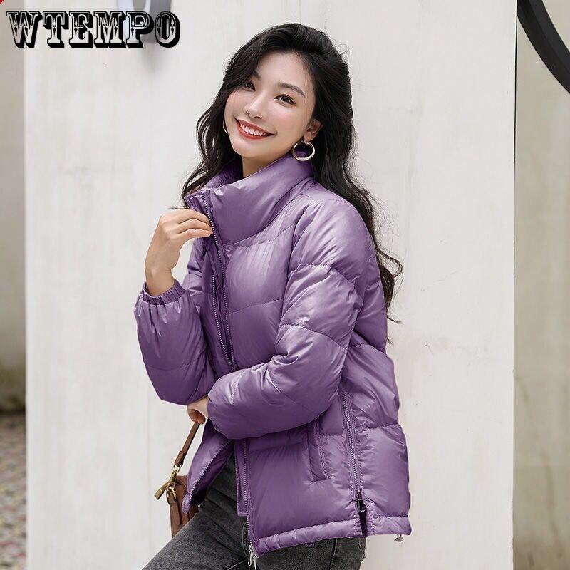 Autunno e Inverno Luminoso Piumino Cotone da Donna Largo Grande Versatile Collo Alto