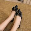 Fashion Pointed Toe Rhinestone Ladies Footwear With Bow Women's Flat Shoes Quick Delivery Wholesale 2025 Trend 39 Social Fashion Shoe