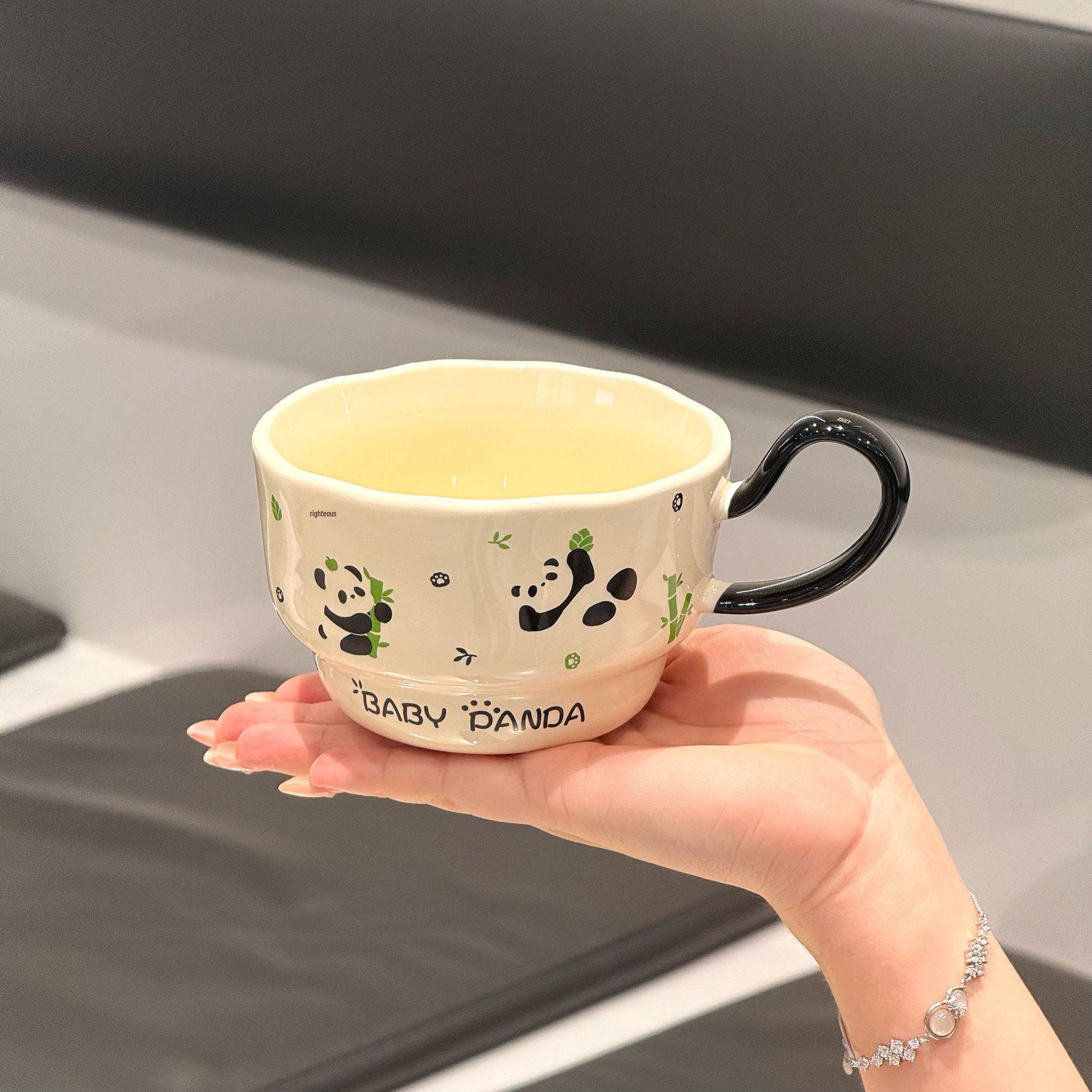 

Cartoon Panda Ceramic Cup - Ideal for Office, Home, Teacher s Day, Student Dorm, Friends & Best Friend Gifts Green Panda Mug