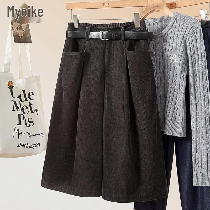 Pantaloni casual scurți pentru femei cu talie elastică și crac lat