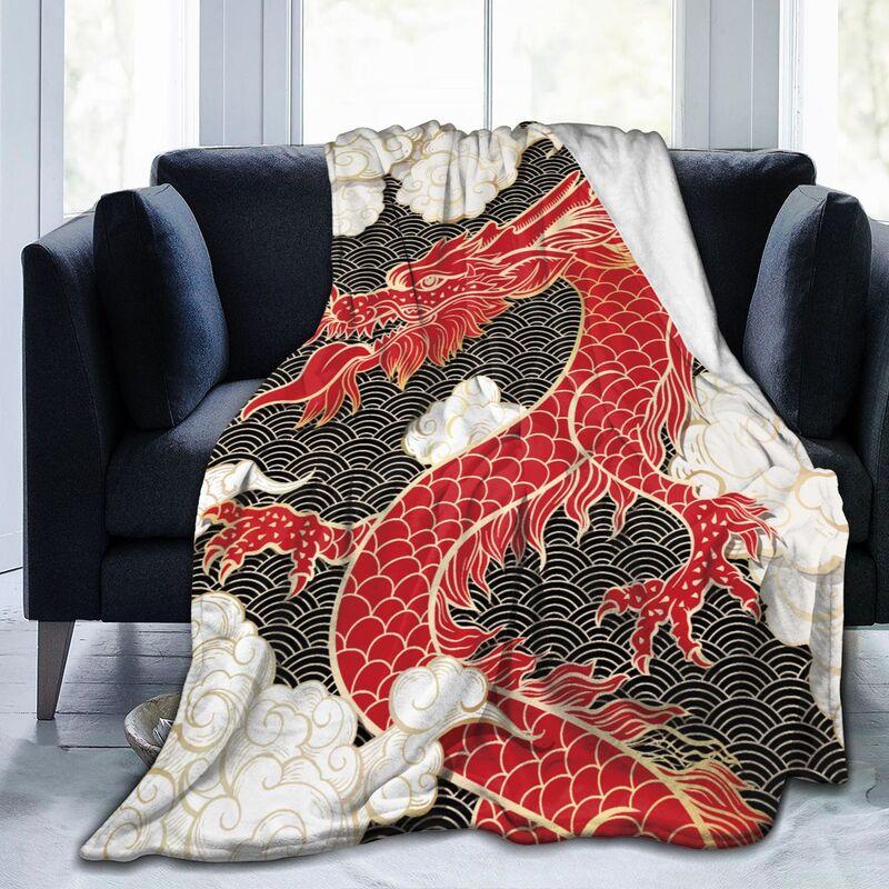 Textilien Unisex Coral Custom Chinese Dragon Flannel Fleece Blanket Lightweight Blanket Soft Warm Cozy Fuzzy Throw Blanket For Bed Sofa Travel