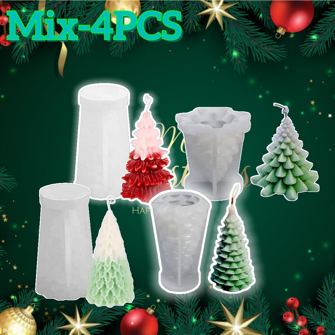 

Mix-4PCS 3D Christmas Candle Silicone Mold DIY Christmas Tree Candle Making Mold Irregular Handmade Soap Paste Baking Tool