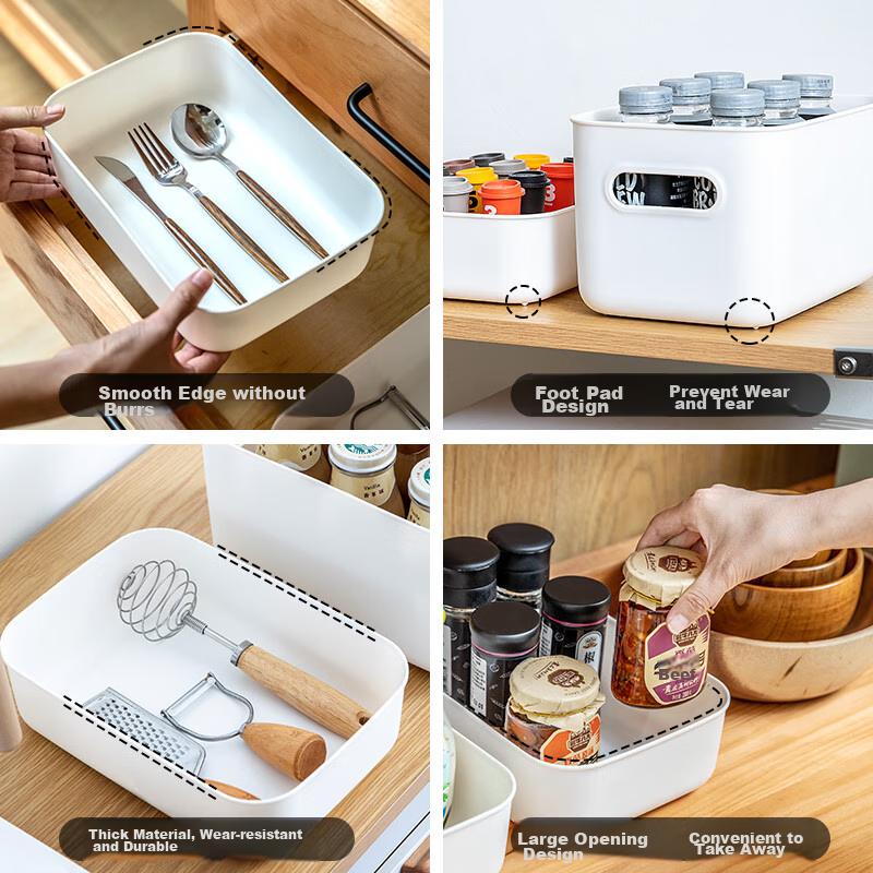 Xitianlong Desktop Storage Box for Miscellaneous Items And Snacks, Kitchen Organizer Shelf without Lid, 2.7L Milk White, 1 Piece