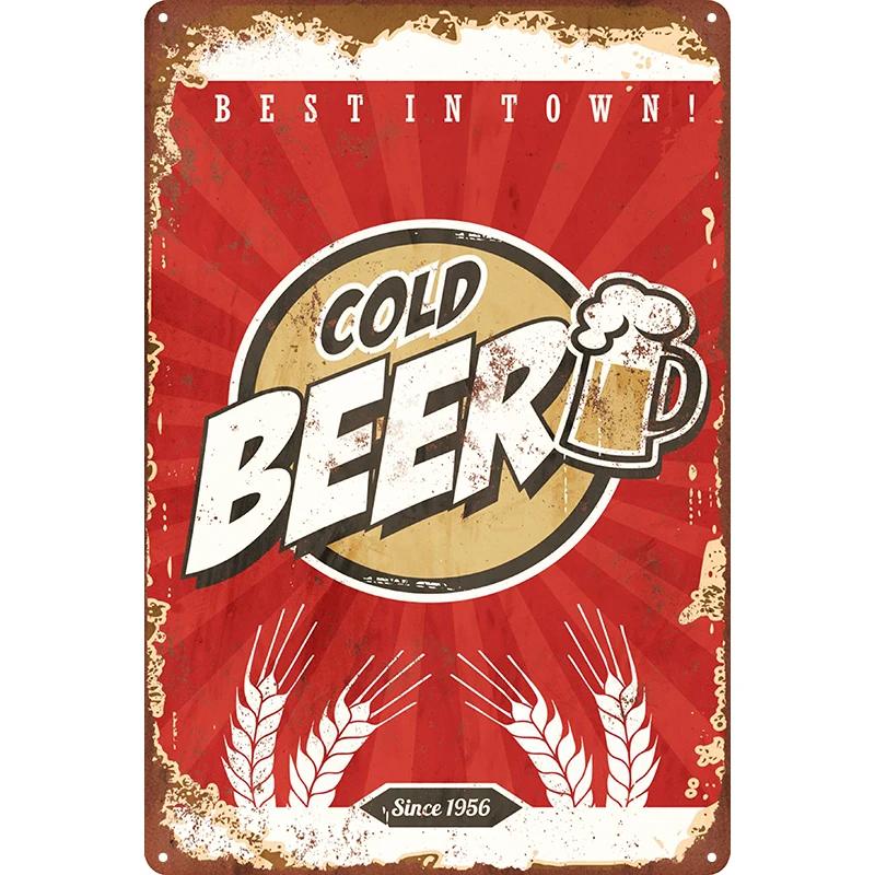 Pc Kaltes Bier Vintage Metallschild (xcm xin) Erfrischendes Retro-Bar-Dekor für Bierliebhaber