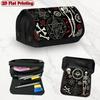1pc Steampunk Skeleton Red Design Double-Layer Flip Pencil Case - Large Capacity Zipper Closure, Suitable for School, Office, And Travel, Ideal Birthd