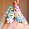 Cartoon Rab Flocked Keychain Pendant Labubu Schoolbag Pendant Cute Three-dimensional Doll Key Chain