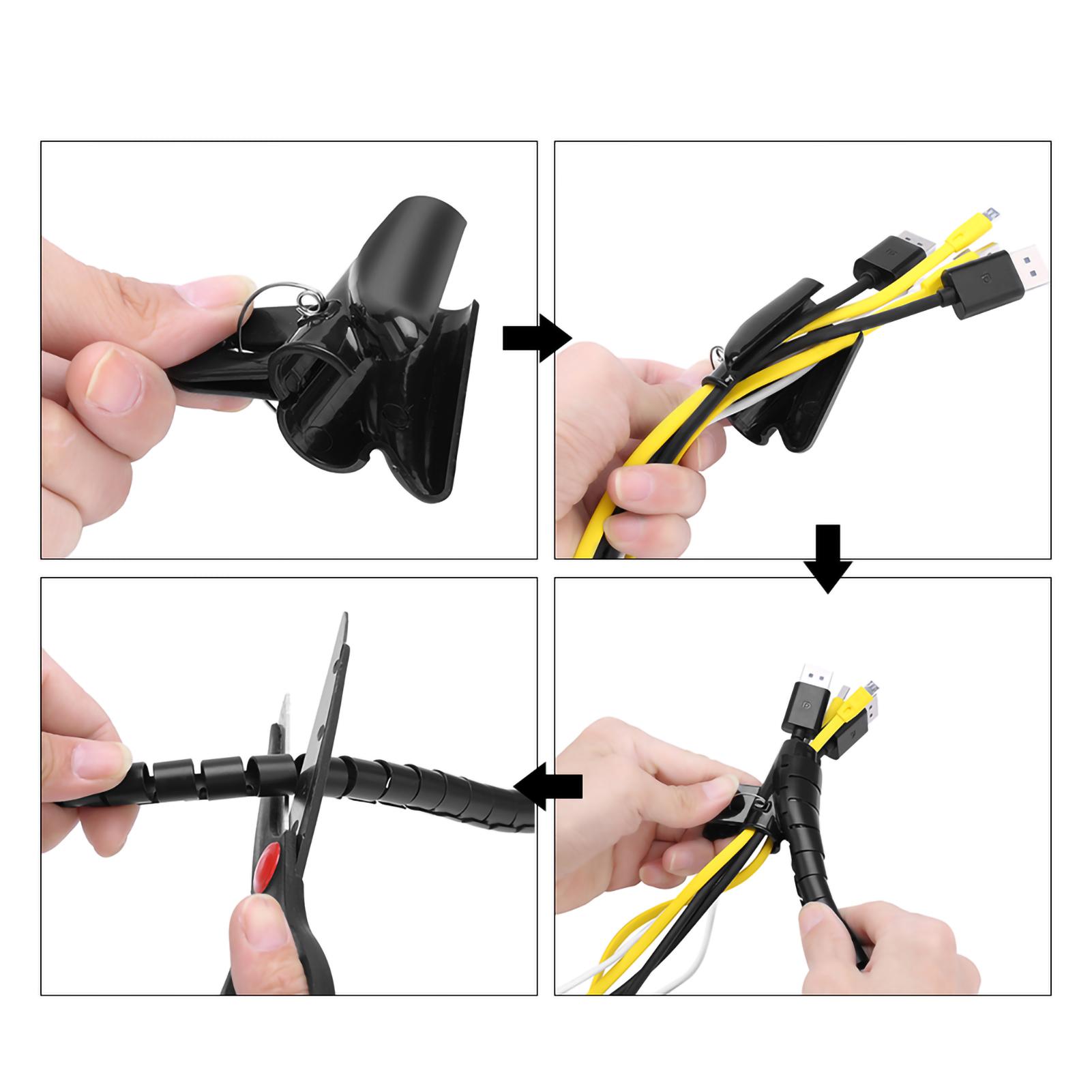 

Гибкая спиральная трубка для кабельного органайзера, защитное устройство для проводов, серебряное, 1,5 м * 28 мм 1.5m*22mm чёрный