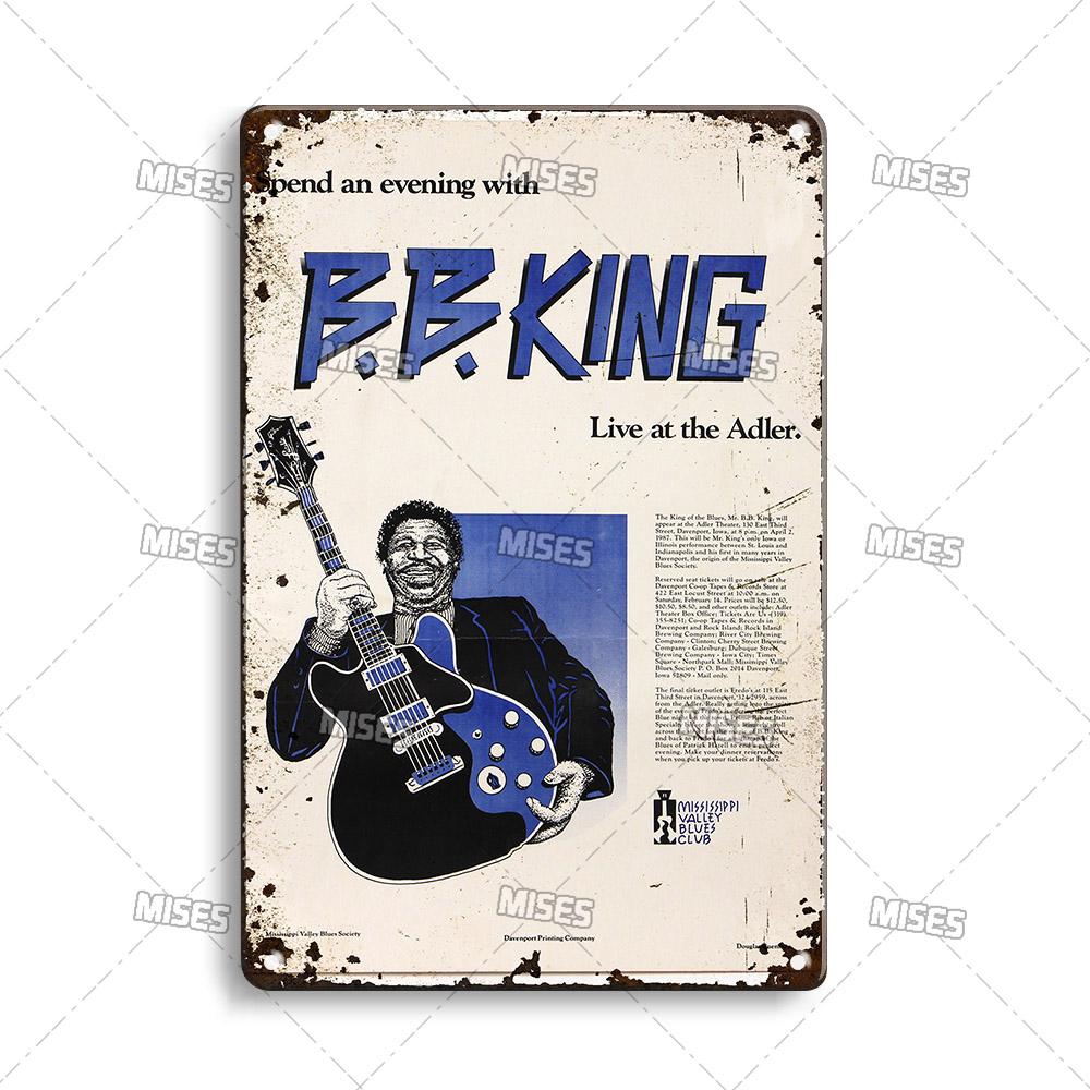 DORA Tin Sign MISES KING OF THE BLUES BB King Metal Poster Classic Metal Sign Wall Plate Home Garden Cafe Industrial Decor Old Metal Plaque