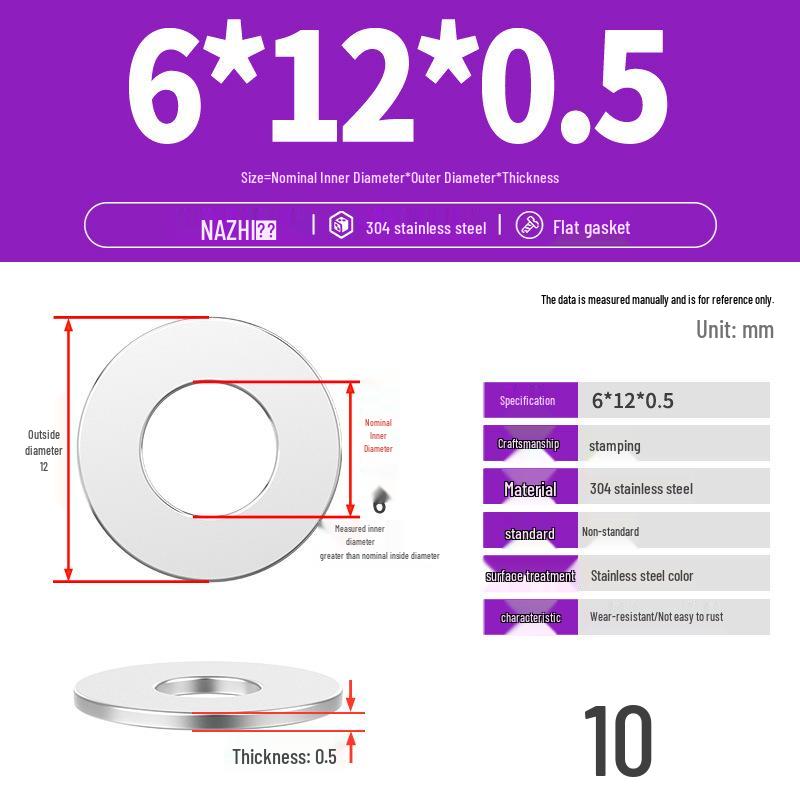 Thickened 304 Stainless Steel Flat Washer Spacer (M4-M8)