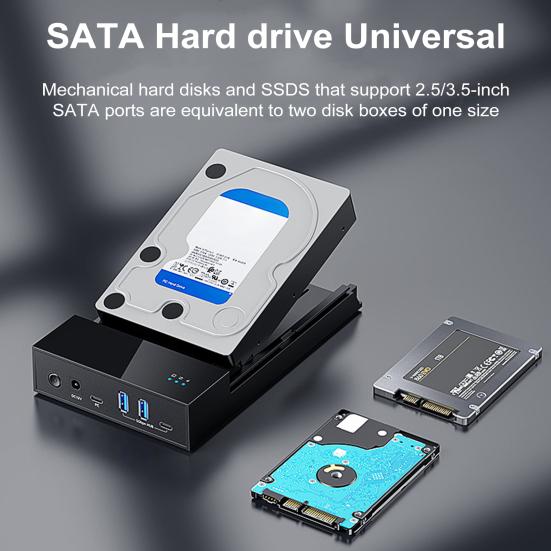External Hard Drive Enclosure 5Gbps High-Speed Transmission Universal Multi-Port Hub USB 3.0 to SATA Hard Drive Docking Station