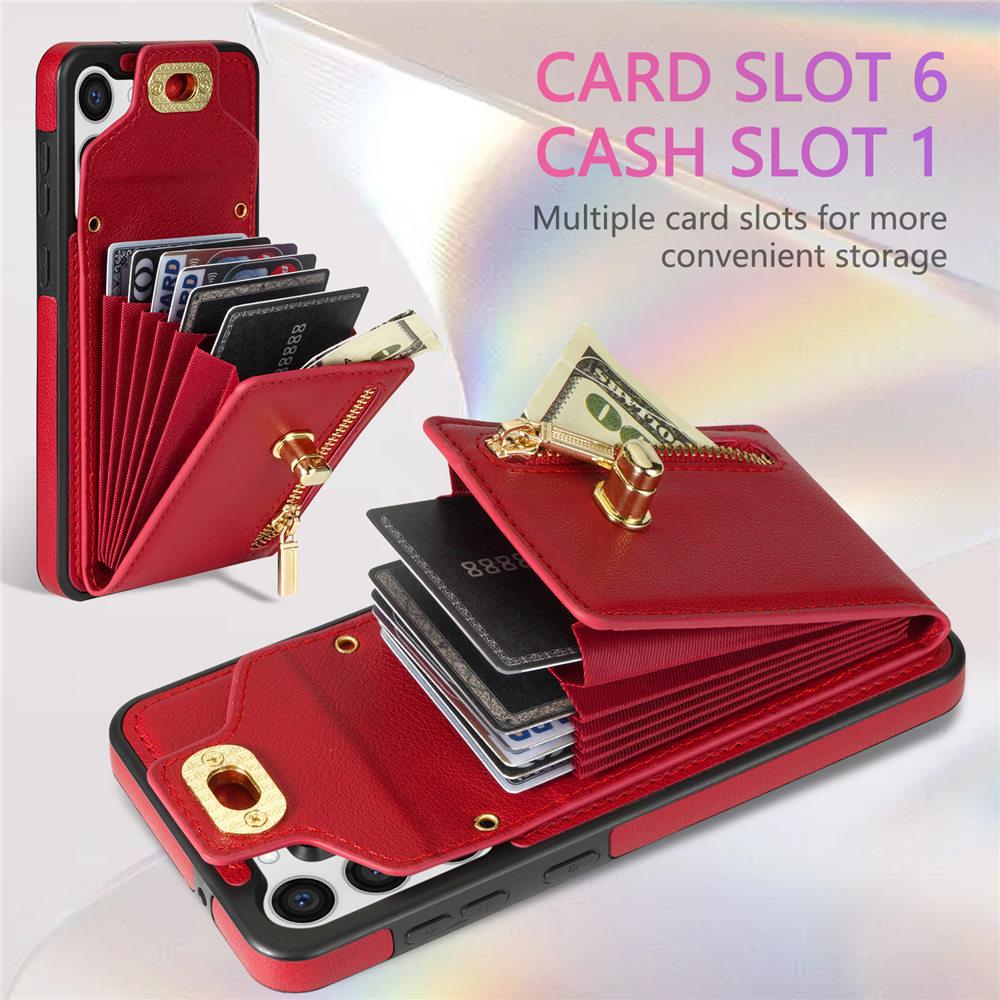 Zipper Lanyard Wallet Case For Samsung Galaxy S24 Ultra S23Plus S22 S21 S20 Note 20 A13 A14 A54 Cards Slot Cover Funda