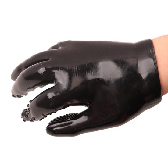 Spiked Pleasure Massage Glove TPE Textured Fisting Mitt with Raised Dots Flexible Body-Safe