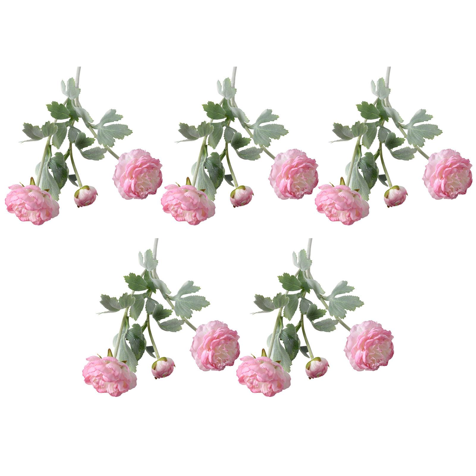 

5PCS Artificial Rose Flowers 3 Heads Pink White Peonies Silk Flower Wedding Garden Birthday Party Decor Fake Flower Bouquet