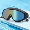 Adult Silicone Waterproof Swimming Glasses Plating Clear Anti-Fog Large Frame Diving Goggles Swim Sports Eyewear with Earplug