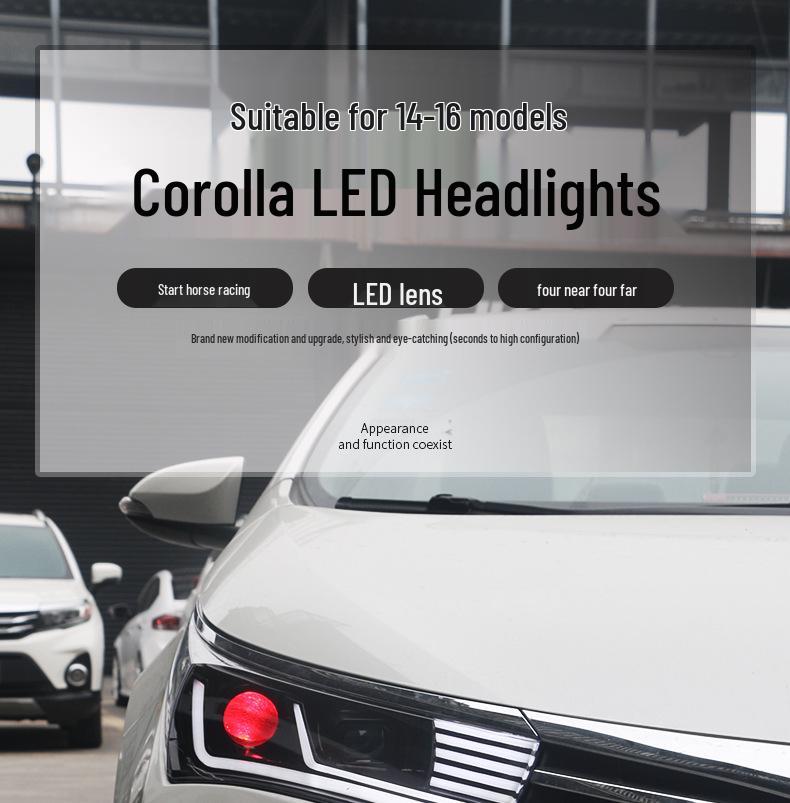Bi-Xenon Lens LED Headlight Assembly for 2014-2017 Toyota Corolla