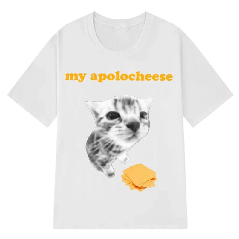 My Apolocheese Funny Cat Meme T Shirt Men's Women's Harajuku T-Shirts Summer Pure Cotton Fashion Casual Tee Shirts Streetwear