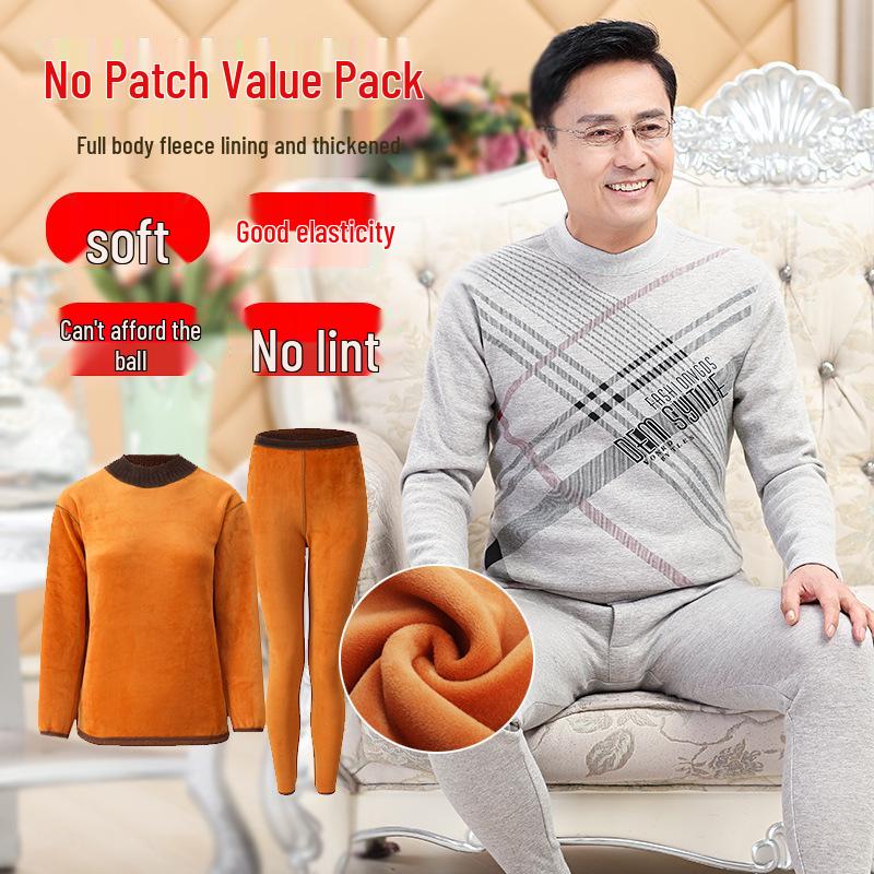 

Зимний термокомплект с плюшем для среднего и пожилого возраста: Плотное, теплое нижнее белье для папы и мамы 3XL