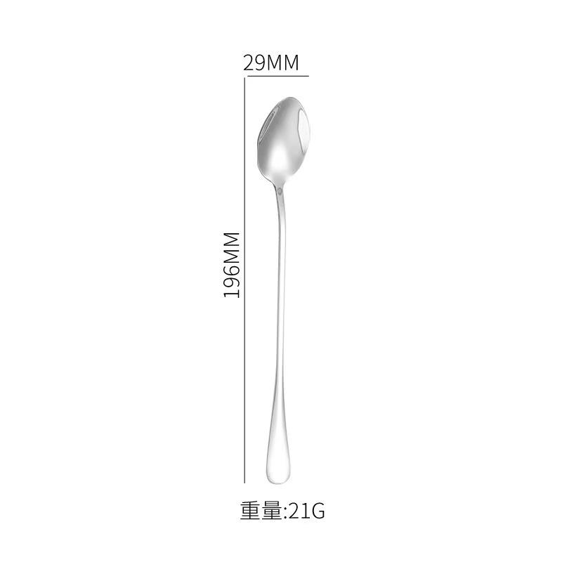 304 Stainless Steel Long Handle Bar Spoon Dual-purpose Mixing Fork Ice Cocktail Coffee and Tea Tableware Spoons Kitchen Dining