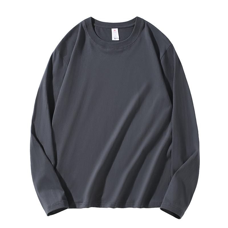 Men's Heavyweight 220g Cotton Long Sleeve Crew Neck T-Shirt, Available In 24 Solid Colors
