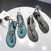 Women Gladiator Sandals Rhinestone Crystal Slippers Summer Flats