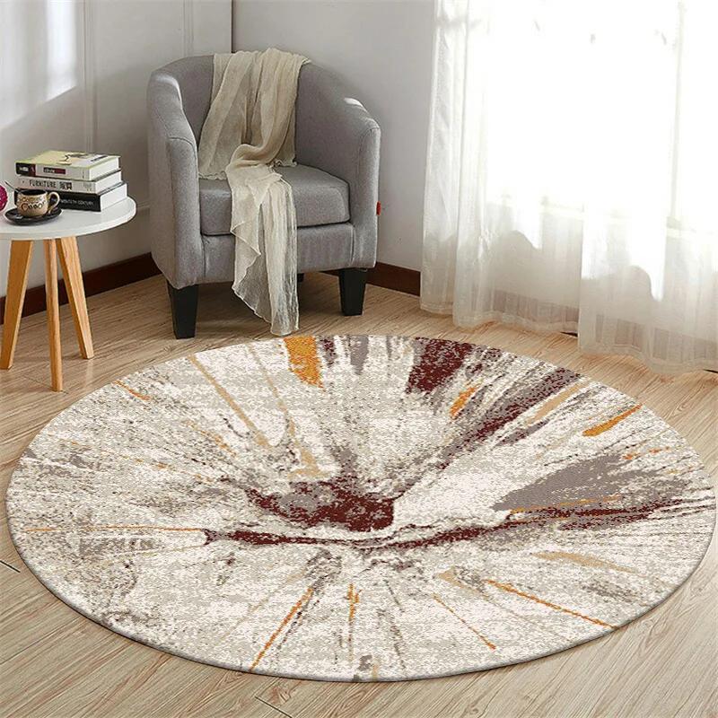 Tapis Rond Art Moderne Terre Lune, Tapis Éclaboussure d'Encre Ciel Étoilé Tourbillon Abstrait pour Salon, Chambre à Coucher ou Décoration de Bureau Diameter 100cm(39in)