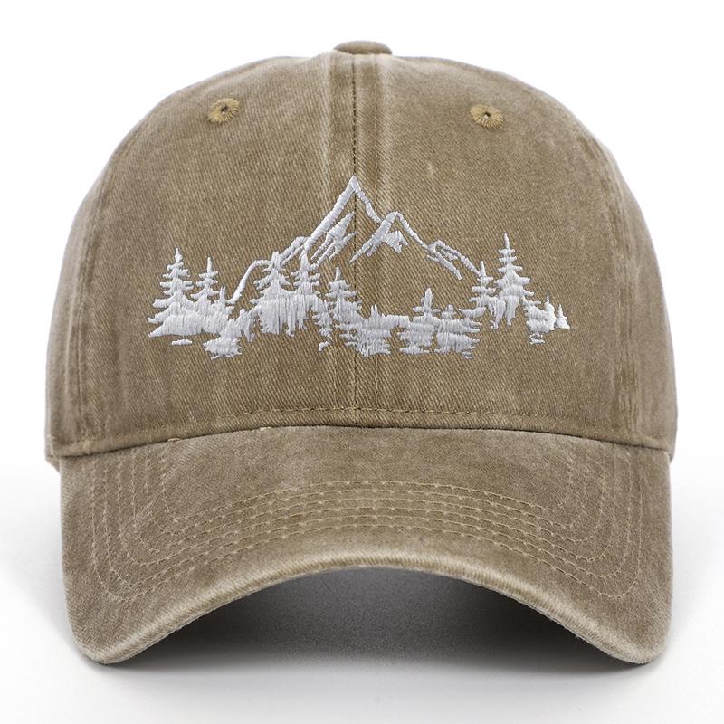 TEMU Mountain Forest Embroidered Flat Cap: Men's Outdoor Hiking & Fishing Hat, Women's Baseball Cap