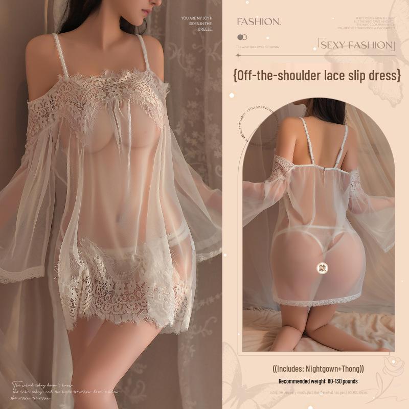 

Man Yan Сексуальный кружевной топ-камезоль и сказочный ночной комплект с открытыми плечами One Size