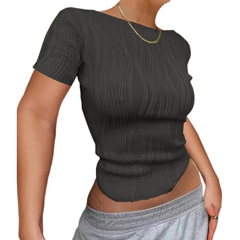 

DAFIFY женские модные летние весенние повседневные однотонные футболки и топы с короткими рукавами и круглым вырезом с принтом L