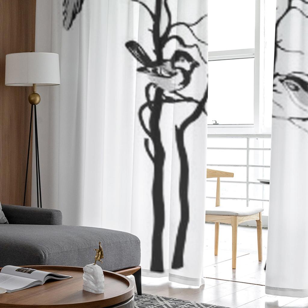 Vogelsilhouette auf weißen Tüll-Sichtvorhängen für Wohnzimmer, Zimmer, Schlafzimmer, Küchendekoration, Voile-Organza-Vorhänge