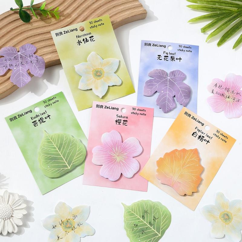 Office School Supplies Leaves and Flowers Special Shaped Sticky Notes Cartoon Wholesale Cute Memo Pad N Times Paper Kawaii