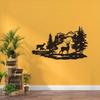 Christmas Iron Wall Art Deer Forest Metal Sculpture Home Decor