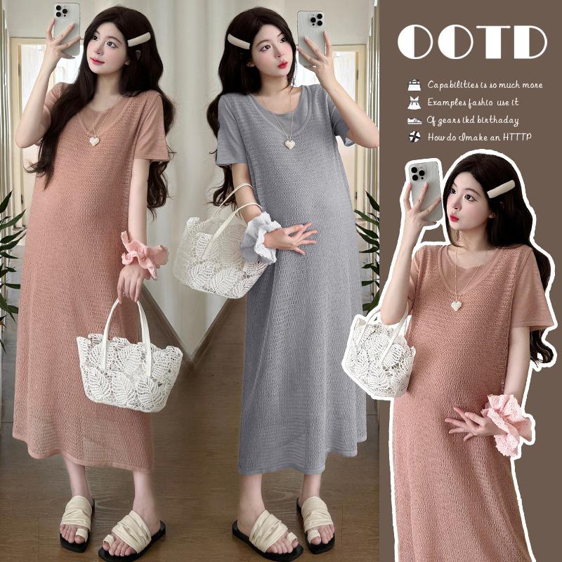 2026 Korean Summer Oversized Maternity Two-Piece Set L