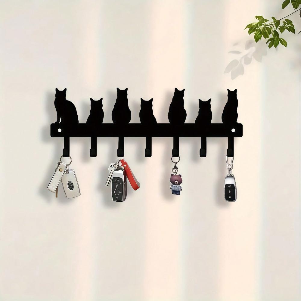 Modern Black Metal Wall Hook Multi Purpose Home Decor Shelf Indoor