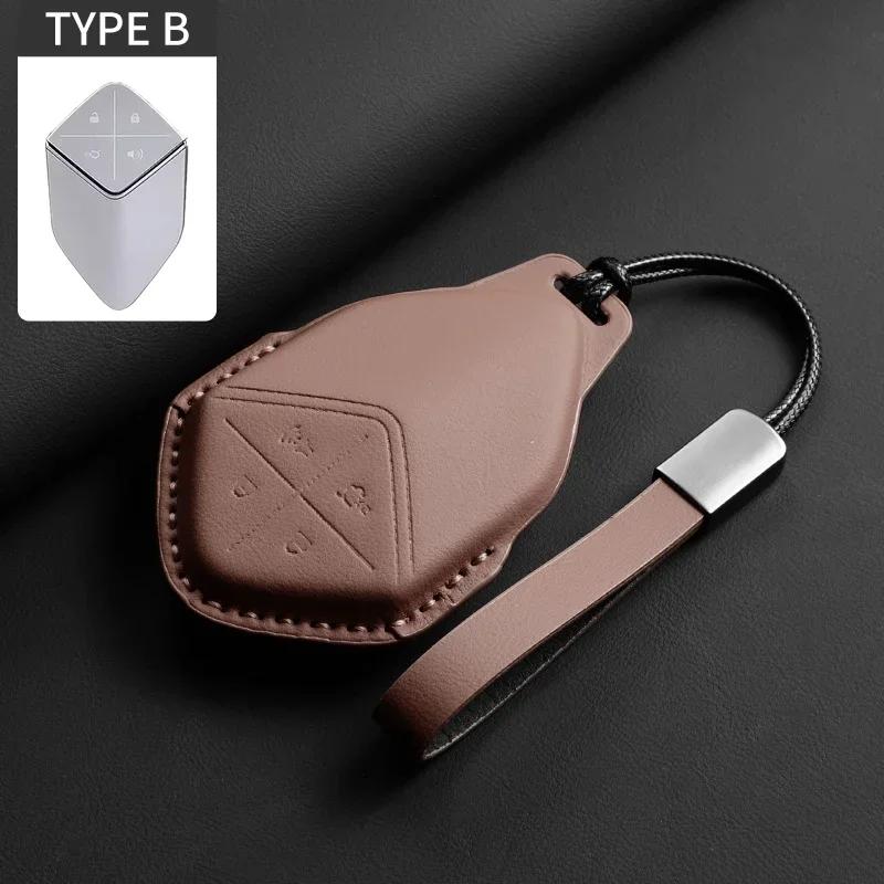 Leather Car Key Case Cover Holder Keychain Protective Shell for Changan Deepal S7 SL03 UNIT UNIK CS35 Plus CS55 Plus CS75