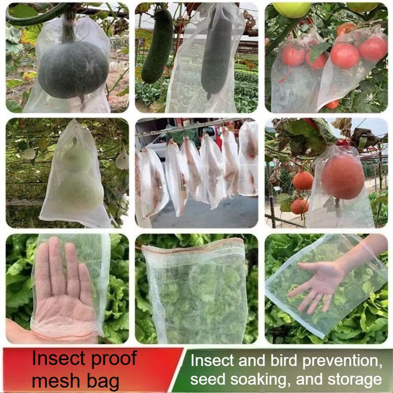 10pcs Fruit Protection Netting Bags, 30cm X 20cm with Drawstring, Garden Barrier for Protecting Fruits, Grow Bags for Plants