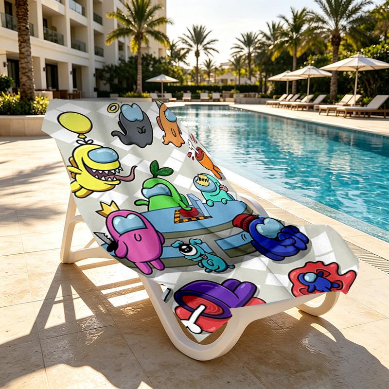 Among Us Print Beach Towel Design, Soft, Lightweight. for Home Bathroom, Spa, Pool, Yoga, Surfing, Camping, Gift for Family, Friend