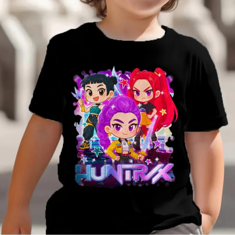 KPop Demon Hunters Saja Boys Kids T-shirts Baby Girl Boy Cartoon Short Sleeve Tops Anime Fans T-shirt Children's Clothing