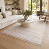 Tapis - THE DECO FACTORY - TOFOU_BLANC NATUREL - 160x230 cm - jute et coton recyclé - rayé noir et beige