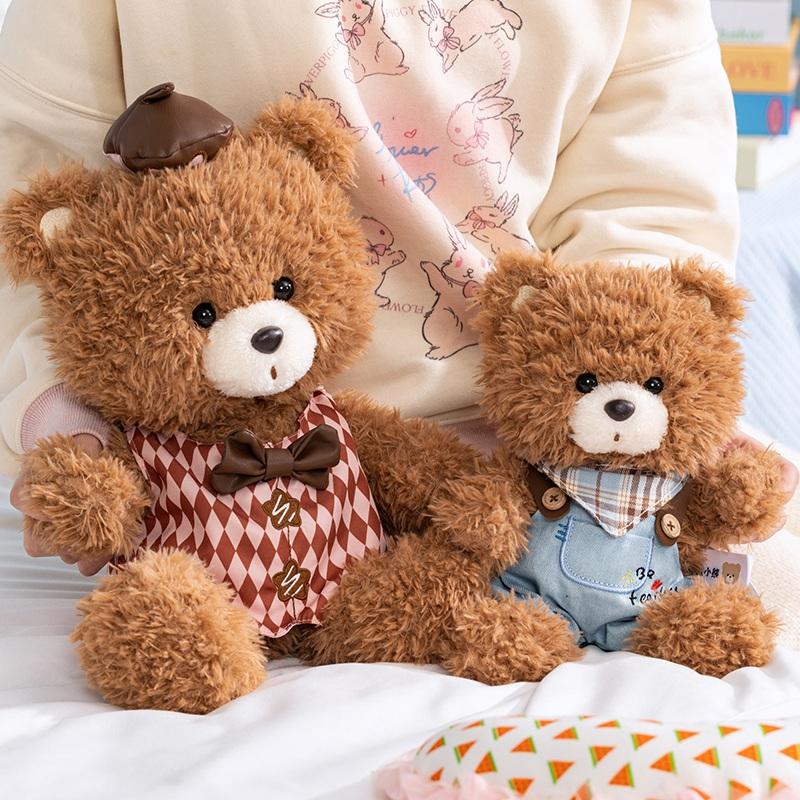 25/35cm New Cowboy Brown Little Bear Plush Toys Kawaii Stuffed Animals Bears Doll Baby Sleeping Pillow Home Decor for Girls Gift