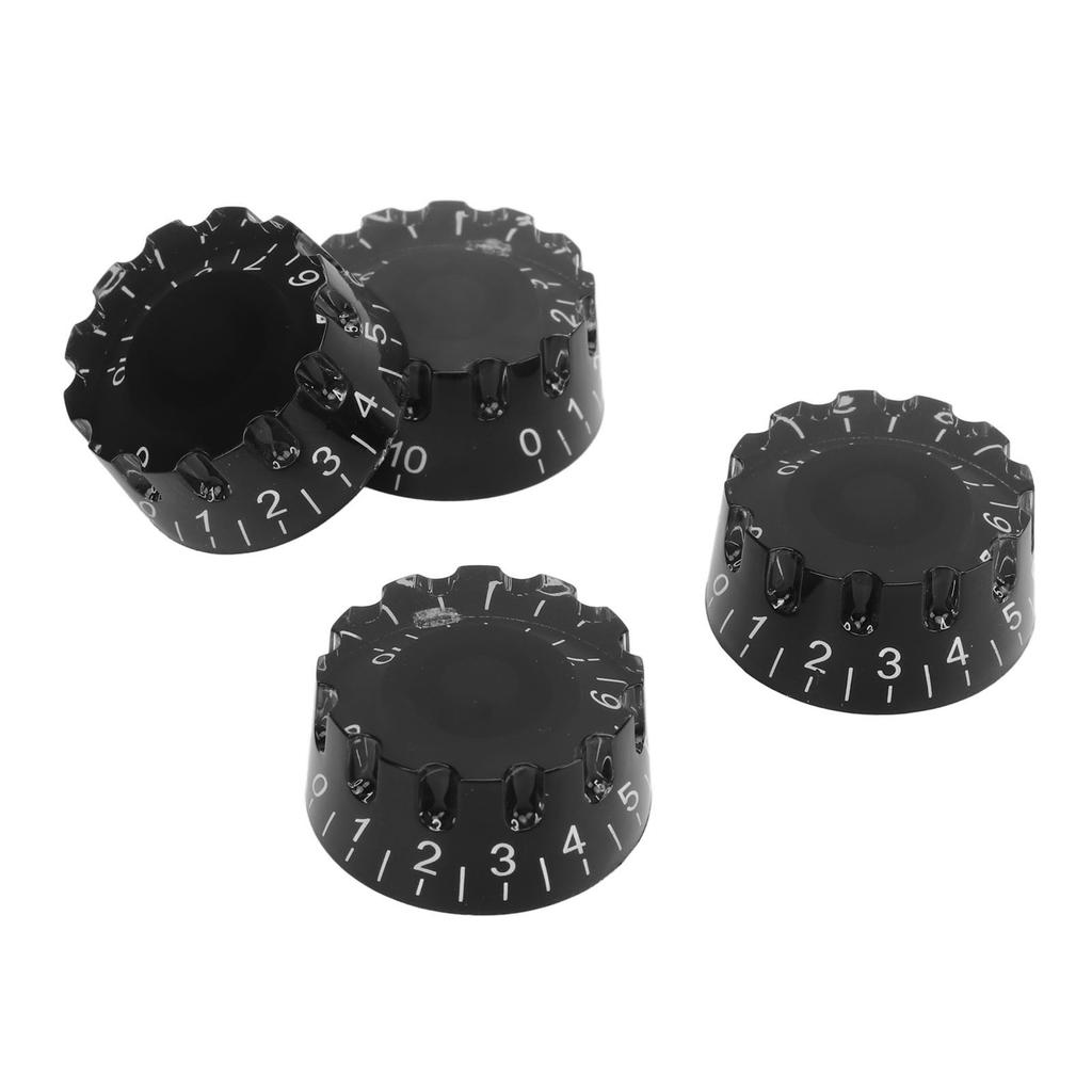 4Pcs Guitar Knob Plastic Professional 24 Fine Splines Bass Control Knob Replacement Black