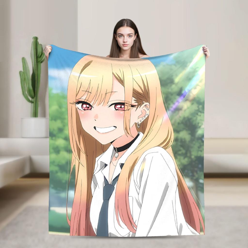 Japan Anime Marin Kitagawa Girl Blanket Multi-size Super Soft Cozy Throw Blankets for Sofa Couch and Bed