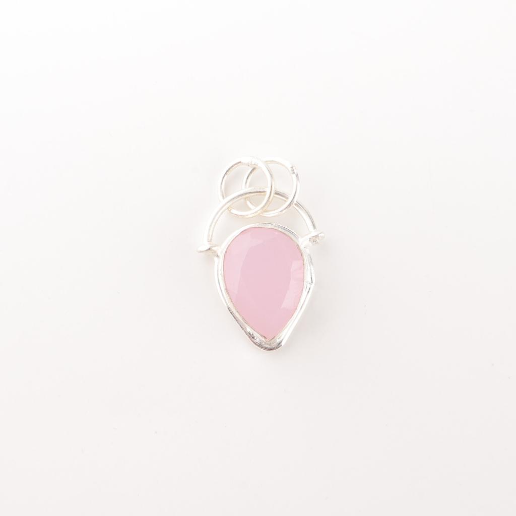 Rare Rose Chalcedony Gemstone 925 Sterling Silver Jewelry Pendant 1.01" For Gift PP-56-19
