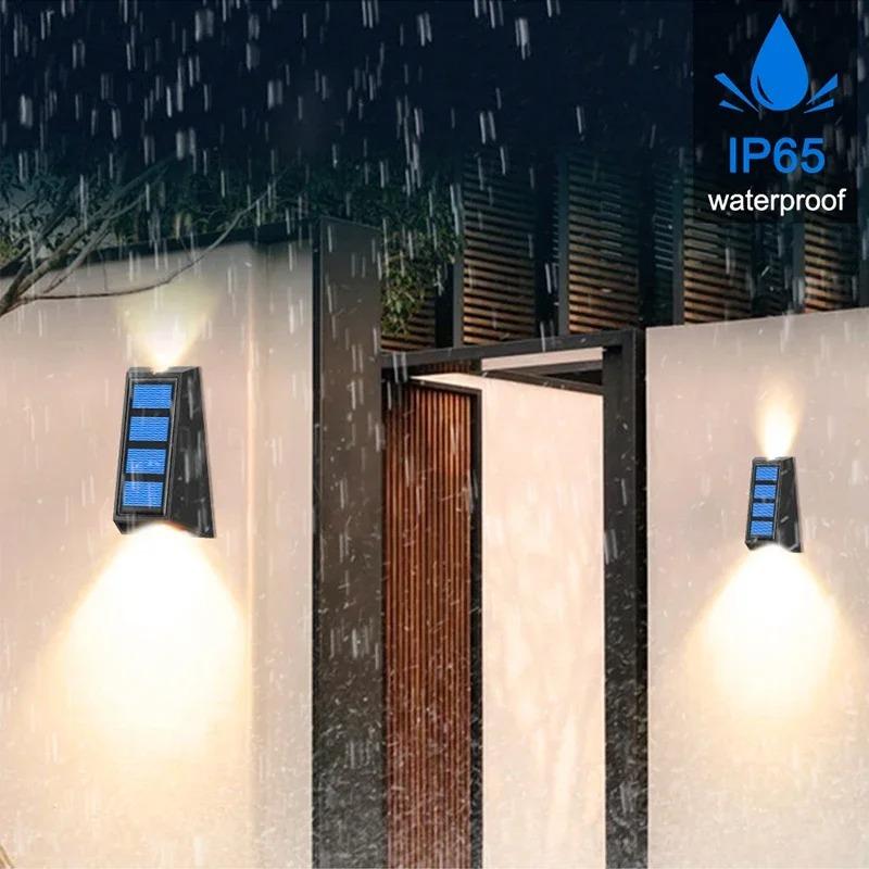 RGB Color Changing or White&Warm Double Color Changing - Solar Stairs Lights Waterproof Wall Lamp for Garden Walkway Fence Solar Powered Lighting