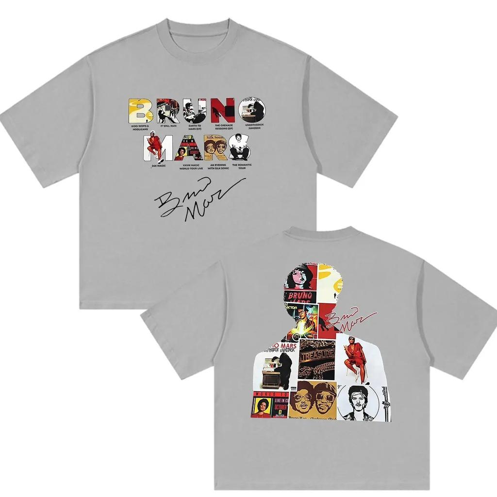 Rapper Bruno Mars The Romantic Tour 2026 Merch T Shirts Men's Vintage Fashion Oversized Cotton T-shirt Gothic Clothing Tee Shirt