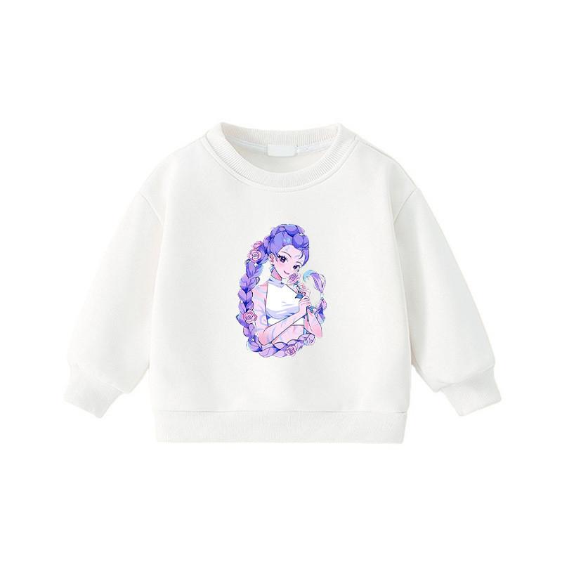 

Kids Girls Kpop Hunters Rumi Zoey Mira Print Sweatshirt Long Sleeves Round Neck Casual Top 110cm белый
