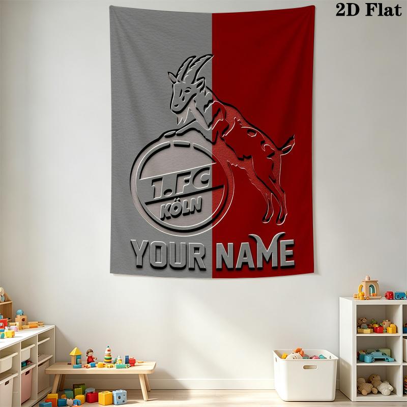Custom Name FC KÖLN Wall Tapestry Aesthetic Wall Hanging Printed Fabric Blanket Decorative Tapestries for Bedroom Living Room Home Decor
