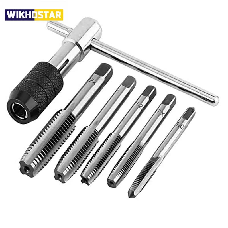 T-Handle Wrench  M3 M4 M5 M6 M8 Hand Tap Reamer Thread Tapping Tool Set Adjustable Machine Screw Thread Tapping Drill Bit