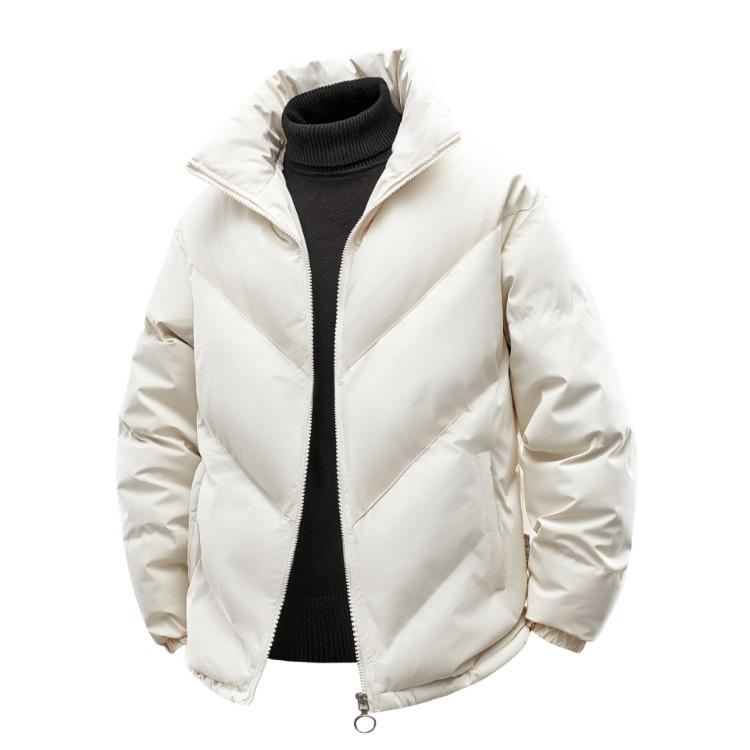 Winter Warm Stand Collar Down Cotton Jacket Loose Thick Single Coat for Women